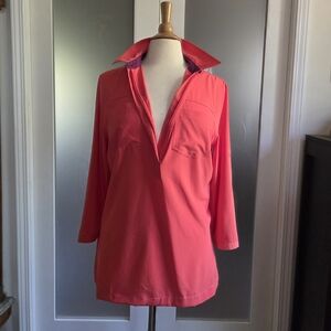 Title Nine Vibrant Coral Button-Down Shirt